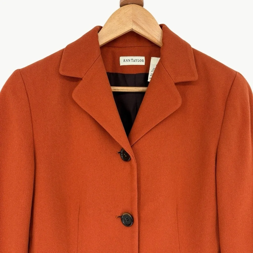Vintage Ann Taylor Wool Cashmere Blazer Size 6 Burnt Orange 90s Classic - Picture 10 of 13